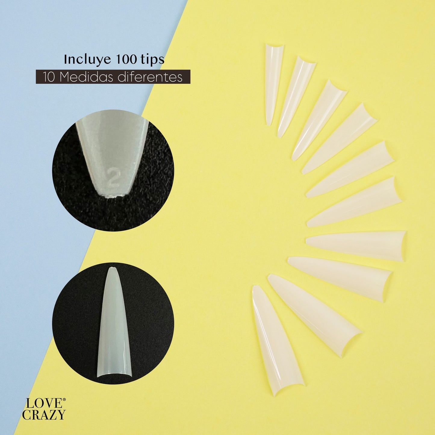 Tip Stiletto Largo 100 PZ Love Crazy