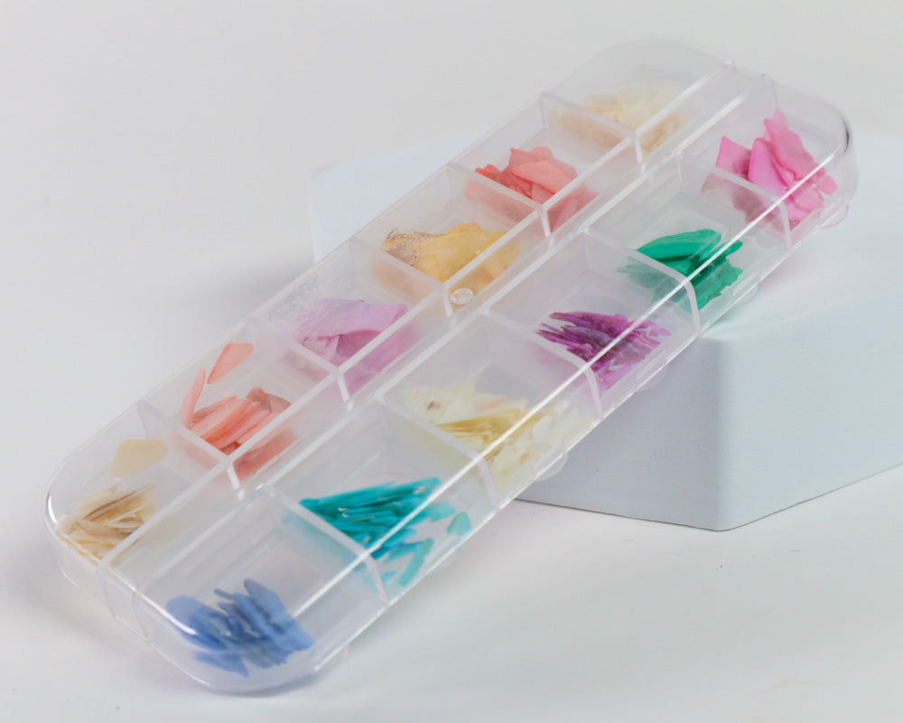 Estuche Concha Nacar Triturada 12 Colores Pastel Lovely