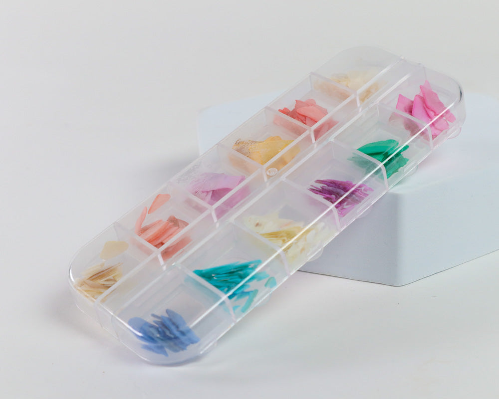 Estuche Concha Nacar Triturada 12 Colores Pastel Lovely