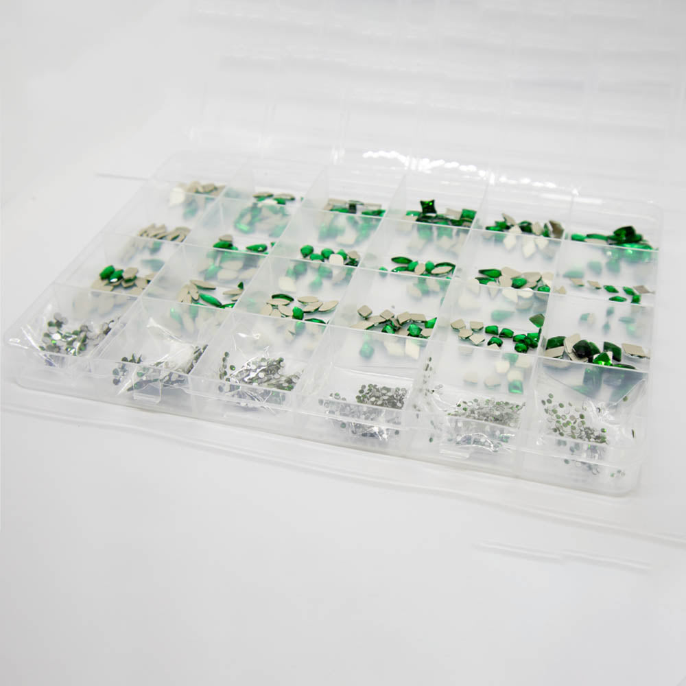 Caja De Cristales 240 Piezas Verde