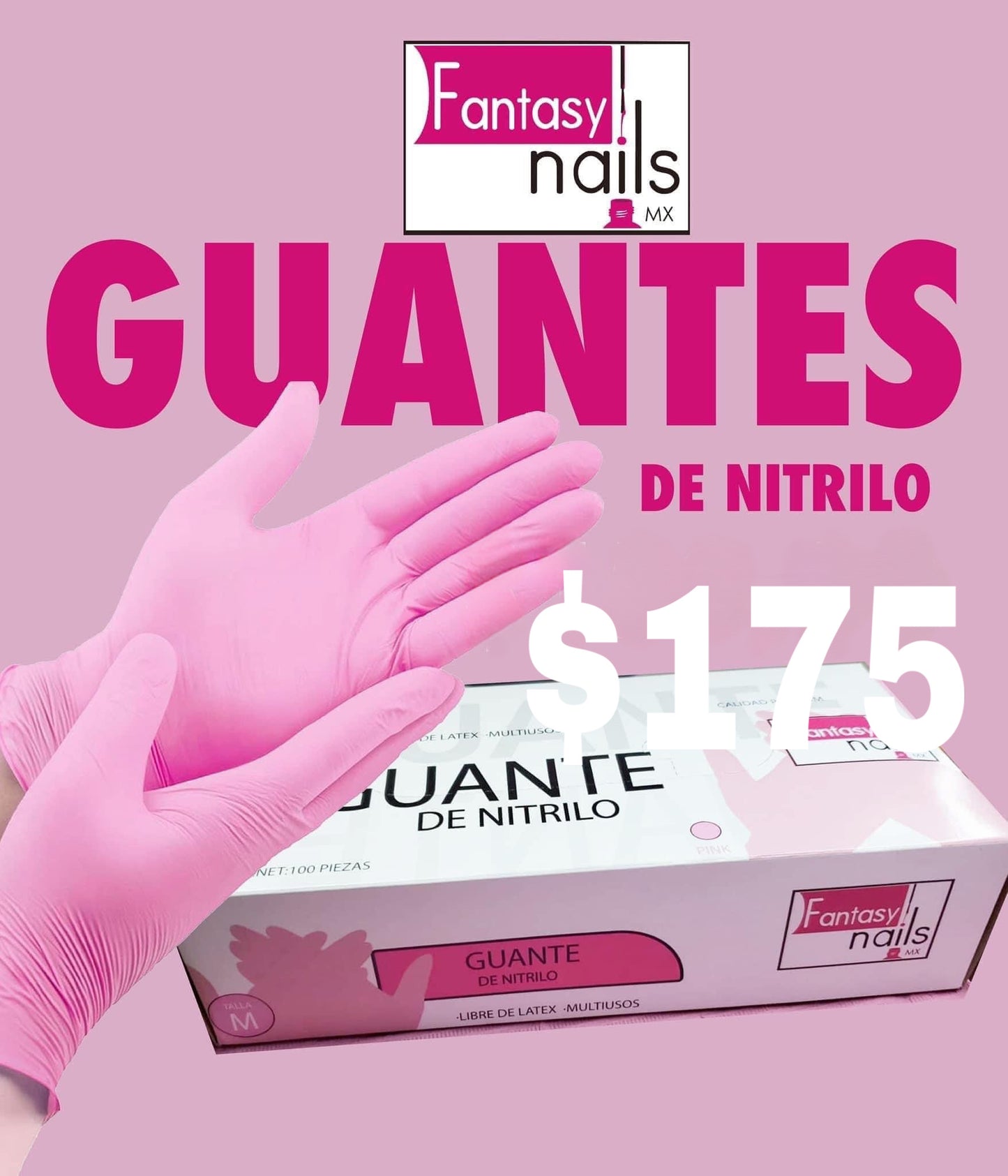 Caja Guantes Rosas de Nitrilo