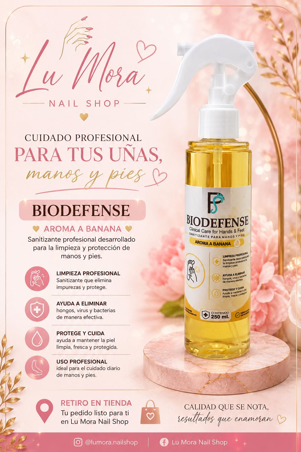 Sanitizante para manos Biodefense 250 ml