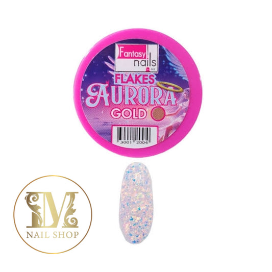 Flake  Aurora Gold Fantasy Nails